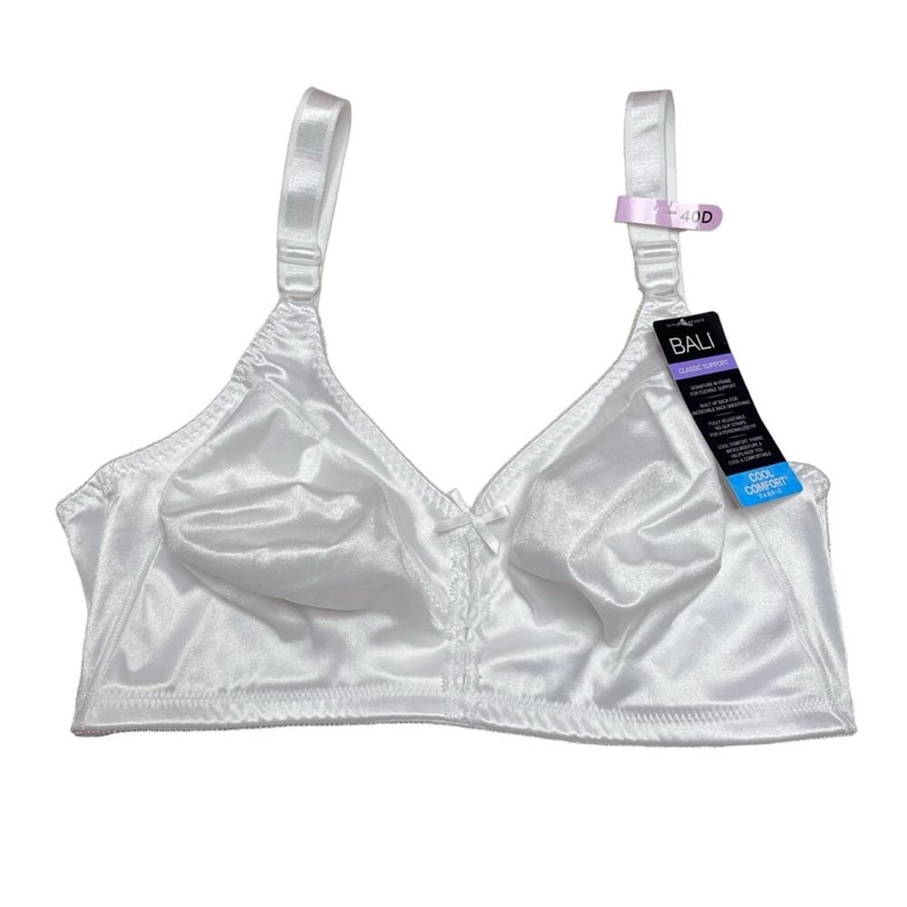BALI Double Support All-Around Support Back Smoothing Bra White Size 40D